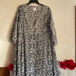 Floral Black and White Dress